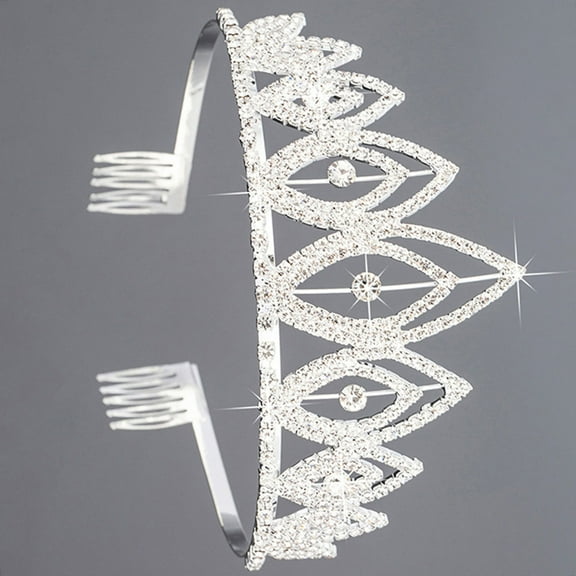 MLINS Big Crown Hair Accessory Elegant Crown Chic Headwear Bride 12.3x6cm Silver