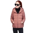 thumbnail image 5 of comerut Women Winter Hooded Jacket Solid Color Long Sleeve Loose Thick Warm Down Cotton Short Coat for Cold Weather All-match Streetwear Outwear, 5 of 8