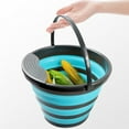 thumbnail image 7 of Folding Bucket Portable Household Collapsible - Outdoor Barbecue Fishing Portable Silicone Small Bucket - Blue, 7 of 7