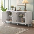 thumbnail image 5 of Retro Sideboard door with Circular Groove Design Round Metal Door Handle for Entrance, Dinning Room, Living Room (White), 5 of 12