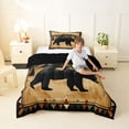 thumbnail image 4 of Manfei Aztec Black Bear Pattern Twin Comforter Sets,Mountain Print Bedding Set,Brown,Black Reversible,2-Piece,1 Comforter and 1 Pillowcase, 4 of 7