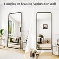 thumbnail image 3 of Apmir  Metal Frame Tempered Glass Bathroom Vanity Mirror for Wall, Cloakroom, Bedroom 72" x 32" - Black, 3 of 5