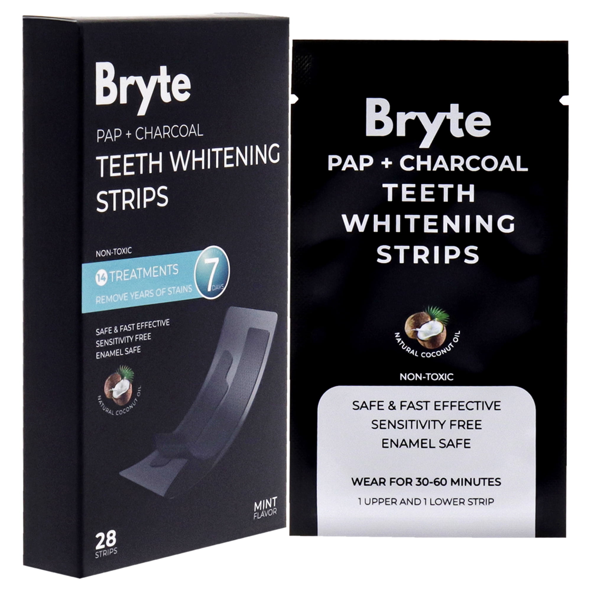 Bryte PAP Pus Charcoal Whitening Strips , 28 Pc Strips