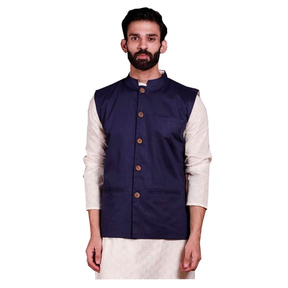 ELINA FASHION Men's Indian Cotton Kurta Pajama And Nehru Jacket (Waistcoat) || Ethnic Wedding Diwali Puja Set