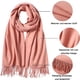 thumbnail image 3 of Bufanda cálida de otoño para mujer, bufanda de algodón de color liso con borlas/flecos, bufanda de pashmina a cuadros de color liso, bufanda XL, estola multifuncional, 3 of 5