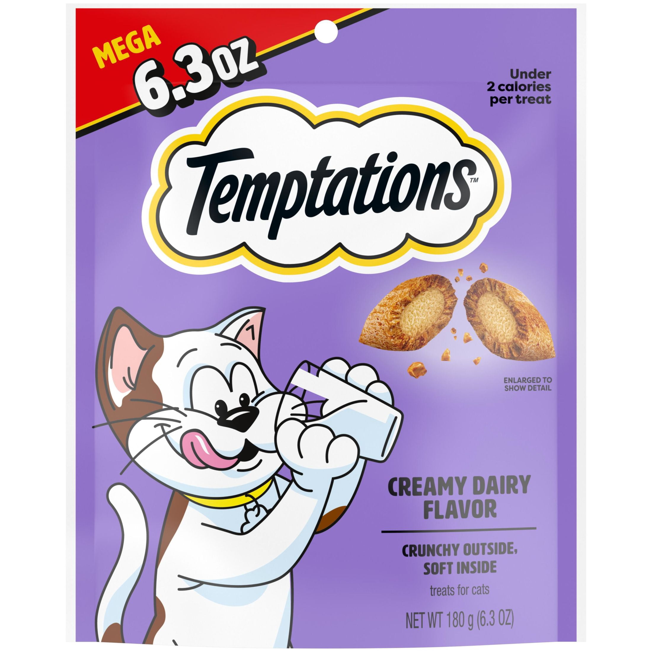 (12 pack) Temptations Classic Creamy Dairy Flavor Crunchy And Soft Treats For Cats, 6.3 Oz Pouch
