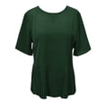 thumbnail image 4 of Tittly T Shirts for Women Spring Tops for Women Women's Crew Neck Pleated Loose Short Sleeved Pleated Shirt Casual Top Tshirts Shirts Basic Tees Green XL, 4 of 4