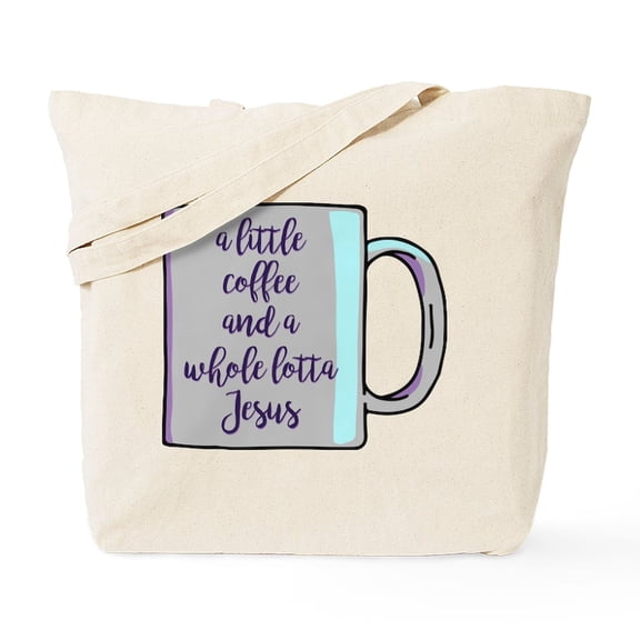 CafePress - A Little Coffee & A Whole Lotta Jesus Tote Bag - Unisex Canvas Tote Bag, Beige, 1-Piece