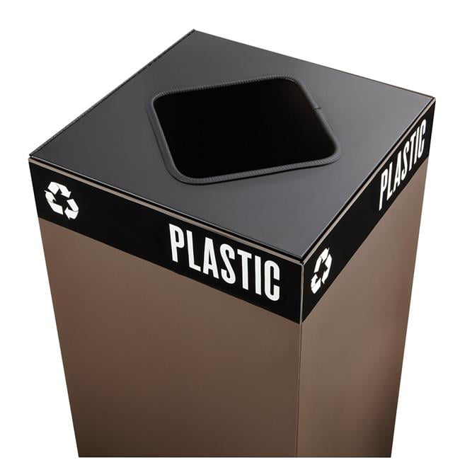 25-Gallon, Safco Products 2981BL Public Square Recycling Trash Can Base Top sold separately Black 