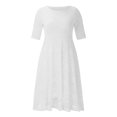 thumbnail image 4 of Ketyyh-chn99 Robes pour Femmes Grande Taille Robe Élégante pour Femme Robe de Soirée Robe d'Été Manche à Volants Ample Fluide Plissée Mini-Robe Blanc,5TG, 4 of 5