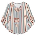 thumbnail image 4 of Red Stripes With Book Emblems Women's V-Neck Blouse With 3/4 Ruffled Bell Sleeves Casual Top Ladies Blouses, 4 of 7