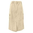 thumbnail image 5 of Mrat Women Satin Skirt Women's Spring And Summer Skirts for Women with Shorts Denim Work Dress Pocket A-Line Zipper Short Skirt Skirt Casual Mid-length Skirt Khaki XL, 5 of 8
