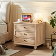 thumbnail image 5 of 24" Wide Nightstand with Charging Station & Drawers, Sofa Table for Living Room, Modern Wooden Storage Cabinet for Bedroom, Natural Oak, 5 of 6