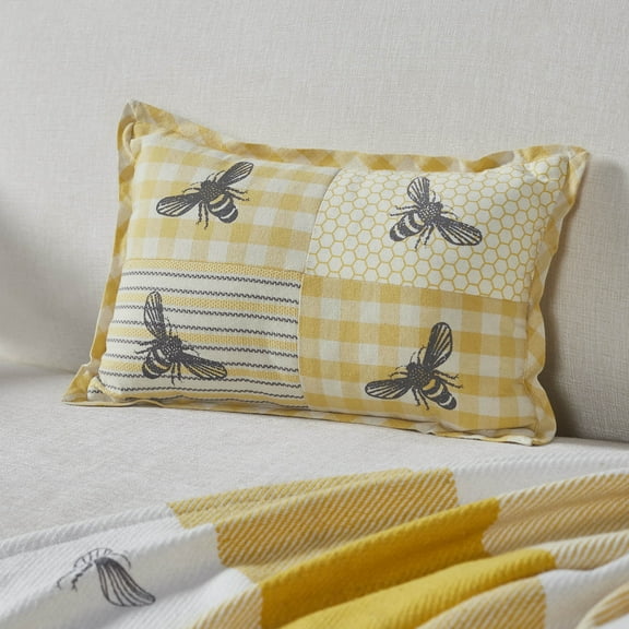 VHC Brands Buzzy Bees 9.5 x 14” Vintage Primitive Cotton Decorative Pillow