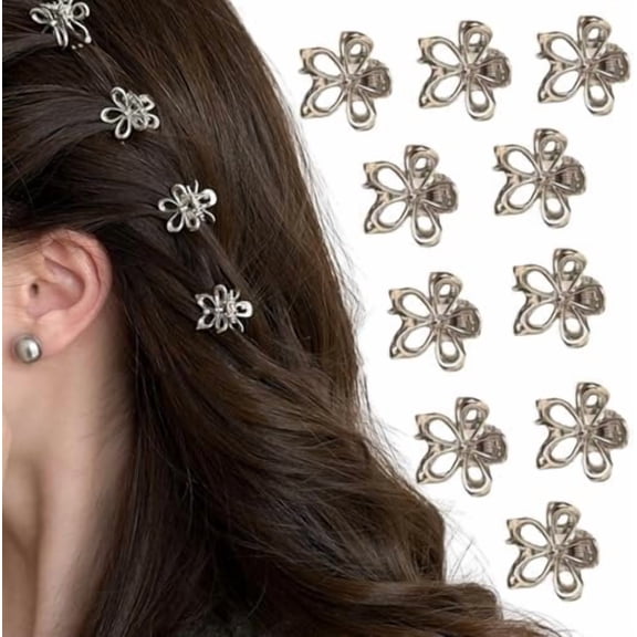 Flower Hair Clips Mini Metal Claw Clips for Women Thin Thick Hair Decorative Accessories ()