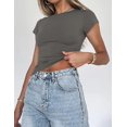 thumbnail image 2 of Crop Workout Tops for Women Pack Summer Short Sleeve Gym Athletic Compression Shirts Cute Tight Basic Tops Tee, 2 of 6