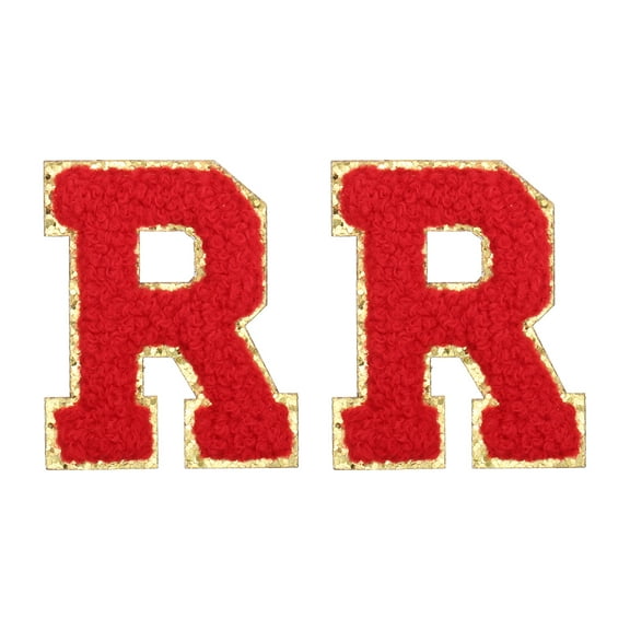 Uxcell Chenille Letter Patches 2.2" Self Adhesive Letter R Stick on Embroidered Patch for Clothing Repair (Red, Pack of 2)