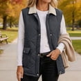 thumbnail image 6 of Byworldtasic Women's Plus Size Puffer Vest Sleeveless Zip Up Outerwear Quilted Puffy Winter Vest Jacket with Pockets, 6 of 9