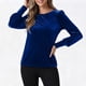 thumbnail image 5 of Karight Women's Casual Fashion Gold Velvet Pleated Velvet Round Neck Sleeves Long Casual Pullover Shirt Winter Shirt Top, 5 of 5