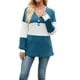 thumbnail image 3 of Camiseta Holgada con Botones y Cuello en V de Larga para Mujer, Otoño e Invierno 2025, con Contraste de Color Azul Pavo Real L, 3 of 10