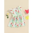 thumbnail image 5 of Aojekbee Baby Girls Princess A-Line Dress Casual Farm Chick Print Ruffles Summer Dress for Beach Party Cute Clothes, 5 of 10