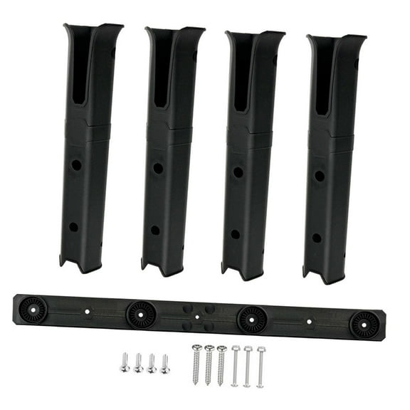 Miulika 4Pcs Fishing Pole Stand with Mounting Screw Fishing Rod Holder for Home Boat Black