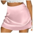 thumbnail image 1 of Falda mini de corte A y cintura alta para mujer: con cinta de raso, cierre de cremallera, forrada, versátil para looks informales y de fiesta., 1 of 7