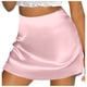 thumbnail image 1 of Falda mini de corte A y cintura alta para mujer: con cinta de raso, cierre de cremallera, forrada, versátil para looks informales y de fiesta., 1 of 7