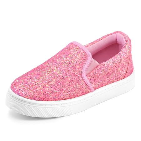 

Bocca Kid s Slip on Sneakers A1-Pink Girls Canvas Walking Shoes Size 3