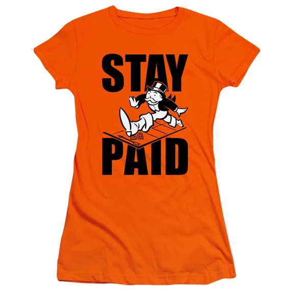 Monopoly Stay Paid Evergreen S/S Junior Women's T-Shirt Sheer Orange