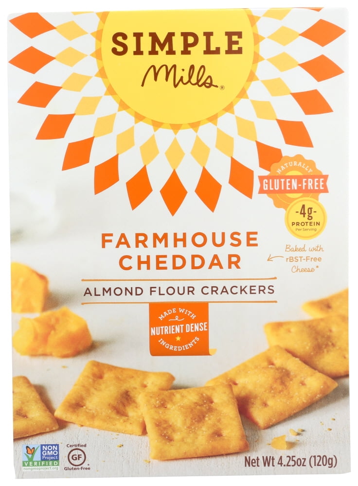 Simple Mills Crackers, Farmhouse Cheddar, Almond Flour, 4.25 oz ...