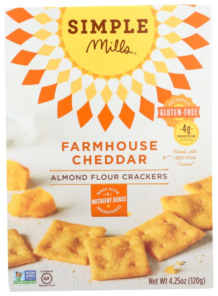 Simple Mills Crackers, Farmhouse Cheddar, Almond Flour, 4.25 oz