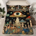 thumbnail image 2 of Homewish Vintage Boho Bohemain Full Size Sheets,Cartoon Mushroom Bed Sheets,Rustic Fungus Sheet Sets For Girls Kids,Super Cozy Room Decor,4 Pieces, 2 of 7