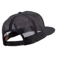 thumbnail image 4 of Bear Caught Fish Embroidered 5 Panel Mesh Trucker Snapback Cap - Black OSFM, 4 of 5