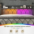 thumbnail image 2 of EnHomee King Metal Bed Frame with Vintage Headboard & Footboard Metal Platform Bed Frame King Heavy Duty Metal Bed Frame with LED Lights & Charge Station &Storage, Noise Free,Black, 2 of 6
