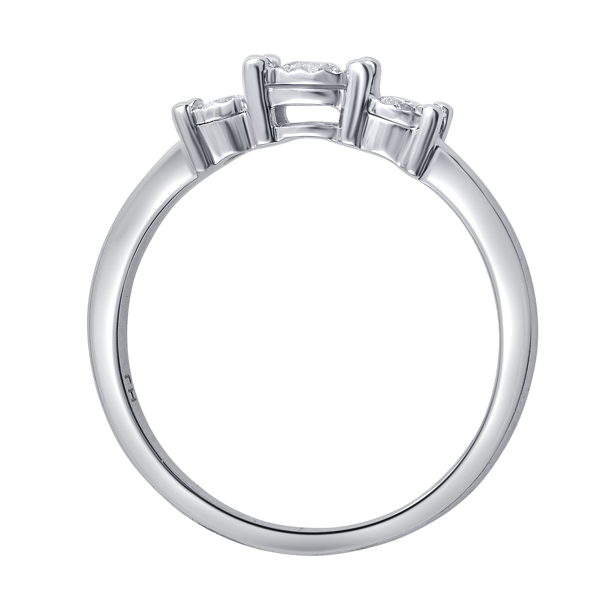 1/4 Carat T.W Diamond 3 Stone Sterling Silver Engagement Ring