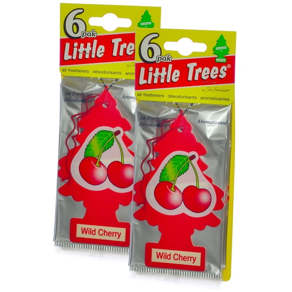 Little Trees Cardboard Hanging Car, Home & Office Air Freshener, Wild Cherry (Pack of 12)