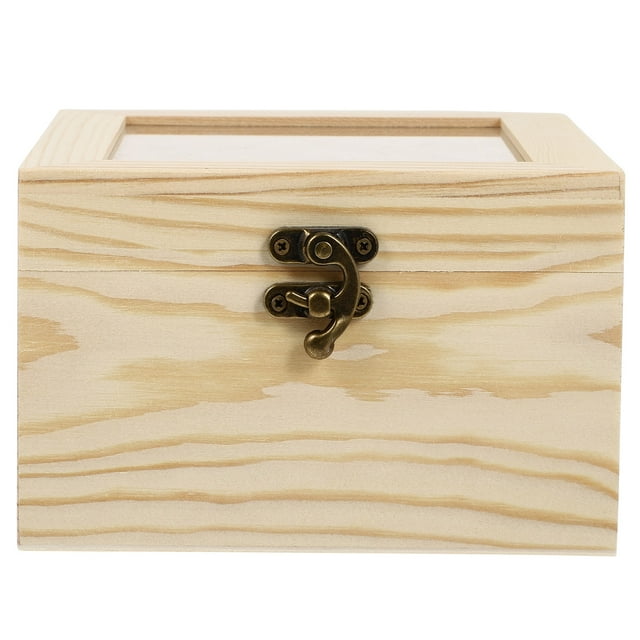 Shisuyan 1PC Simple Wooden Eternal Flower Box Multi-purpose Glass Lid Wooden Gift Box
