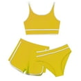thumbnail image 1 of MIASHUI Girls 3 Piece Swimsuit Bathing Suit Solid Color Tankini Swimwear Set,Yellow,8-9 Years, 1 of 6