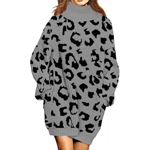 LAICAIW Robe Chandail Longue Ample à Col Roulé Oversize pour Femmes