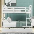thumbnail image 3 of Euroco Modern Solid Wood Convertible Twin over Full Kids Bunk Bed Frame with Ladder, White, 3 of 10