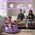 thumbnail image 4 of Kids Bumper Car Ride on, 12V Ride on Toy with Remote Control, Bumper Car for Kids Toddlers 1-5 Years Old, Bluetooth, Colorful Light, Purple, 4 of 10