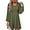 Army Green, variant on Womens Casual Smocked Square Neck Dress, Long Sleeve Button Up Empire Waist A-Line Mini Dress