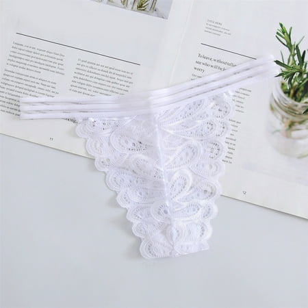 

Gubotare Women Panties Lace Patchwork Panties Women Lingerie Comfort High Waist Underwear Fashion Striped Mesh Briefs Female Cotton White L