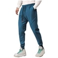 thumbnail image 2 of Pantalones deportivos de invierno para hombre, de longitud completa, lisos, con cordón ajustable, de forro polar grueso, para correr al aire libre, cálidos, de poliéster, 2 of 5