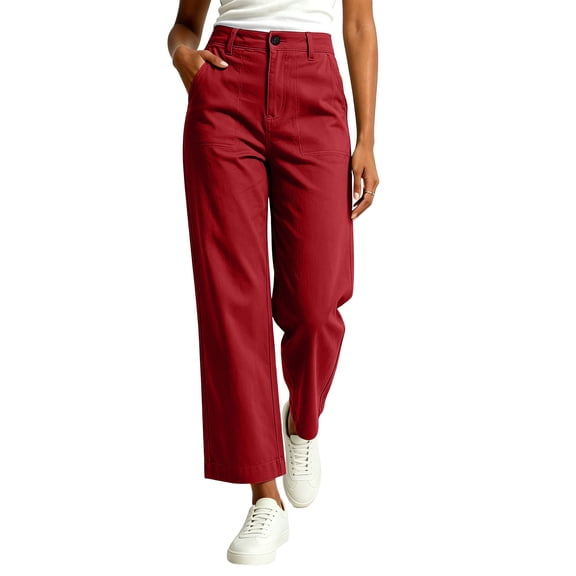 biudgviw Women's Wide Leg Pants with Pockets Button Waist Casual Pants Loose Fit Lounge Trousers for Spring Autumn