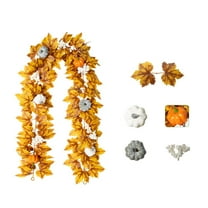 Hvmvliv Fall Garland 68.9in Autumns Fake Maple Leaf Rattan Home Fireplace Table Hanging Decoration Thanksgiving Halloween Simulation Vines Garland Decorations Yellow