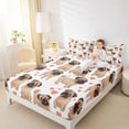 thumbnail image 4 of Homewish Cute Cartoon Dogs Bed Sheets,Kawaii Loves Pattern King Sheets,Pink White Brown Sheet Set For Boys Girls,Microfiber Bedroom Decor,4-Piece, 4 of 7