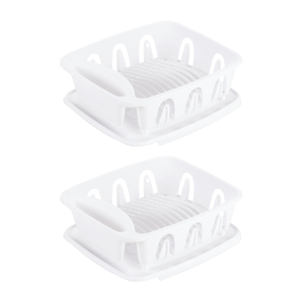 Sterilite 2 Piece Sink Dish Drainer Small Dry Rack Drainboard Plastic