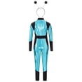 thumbnail image 3 of iiniim Girls Dance Outfit Metallic Long Sleeve Zip Neck Jumpsuit with Hair Hoop Sky Blue Black 12, 3 of 7